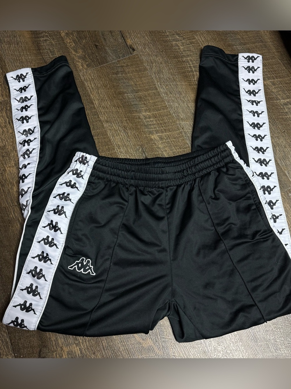 Kappa Black / White Track Pants Size Medium Pockets